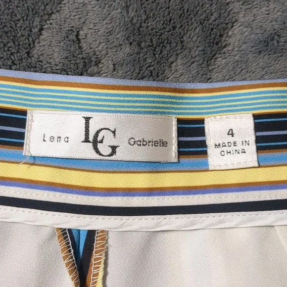 Lena Gabrielle Multi Color Striped Belted Wide Leg Pants size 4 - Picture 3 of 8